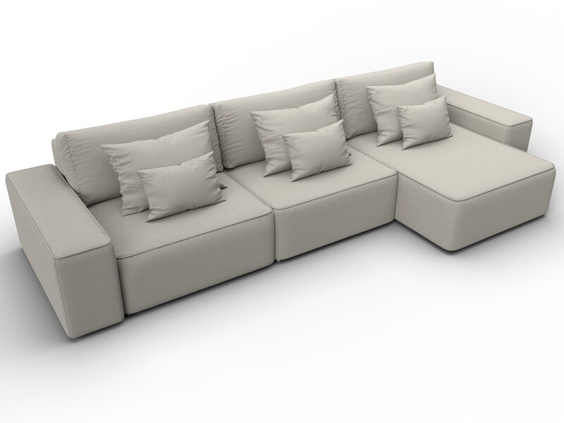 Диван угловой Лига-074 угол универсальный, Рогожка, Амур 02 бежевый