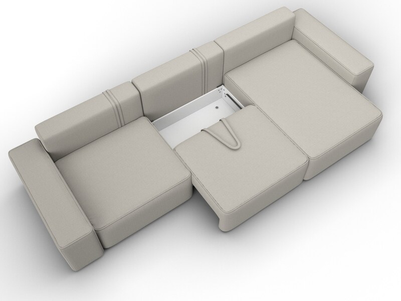 Диван угловой Лига-074 угол универсальный, Рогожка, Амур 02 бежевый