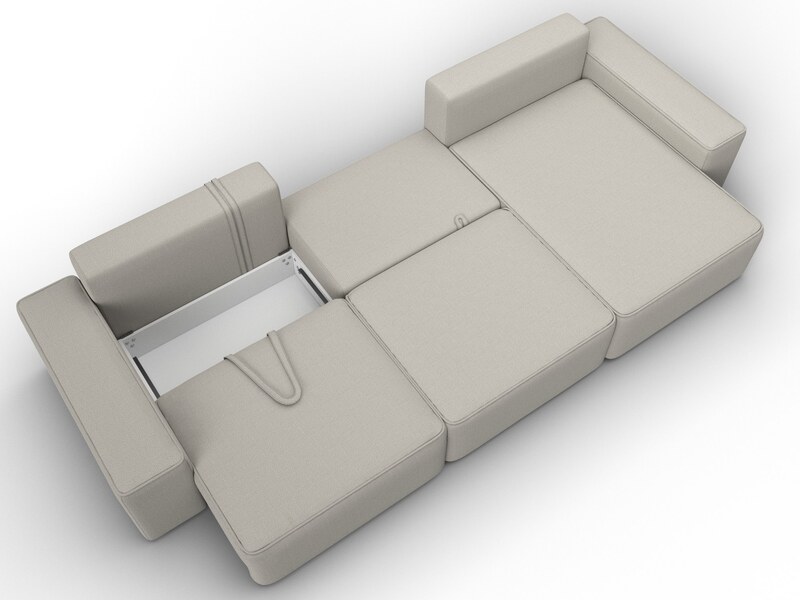 Диван угловой Лига-074 угол универсальный, Рогожка, Амур 02 бежевый