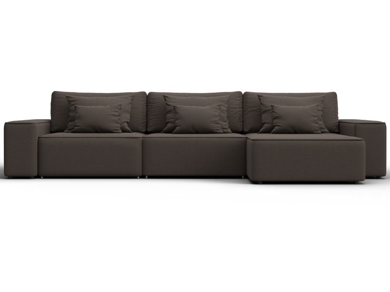 Диван угловой Лига-074 угол универсальный, Рогожка, Амур 05 коричневый