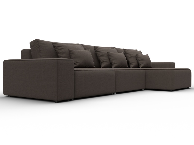 Диван угловой Лига-074 угол универсальный, Рогожка, Амур 05 коричневый