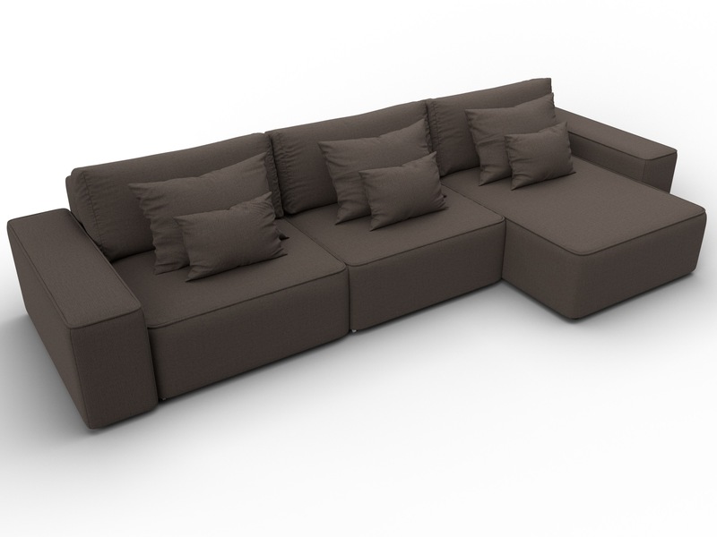 Диван угловой Лига-074 угол универсальный, Рогожка, Амур 05 коричневый