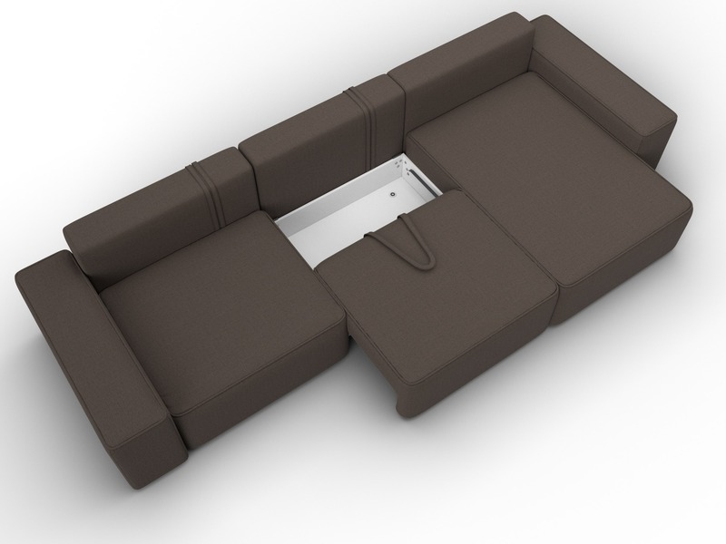 Диван угловой Лига-074 угол универсальный, Рогожка, Амур 05 коричневый