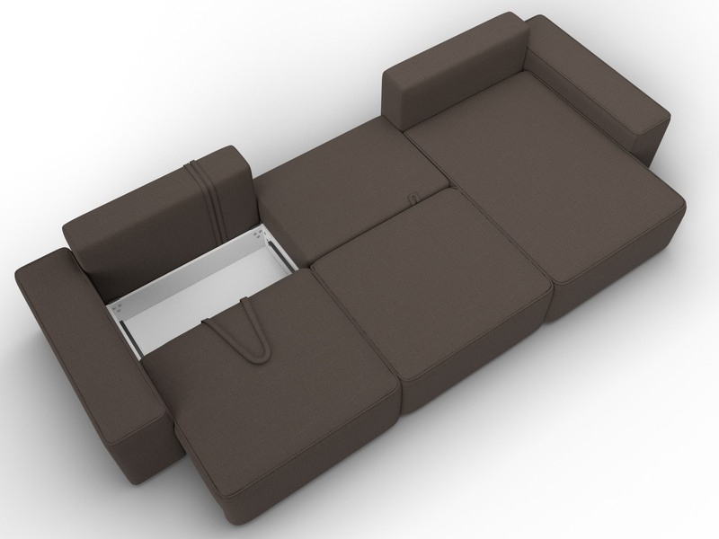 Диван угловой Лига-074 угол универсальный, Рогожка, Амур 05 коричневый