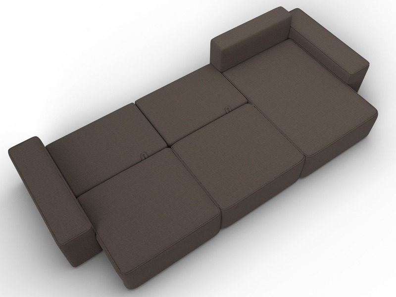 Диван угловой Лига-074 угол универсальный, Рогожка, Амур 05 коричневый