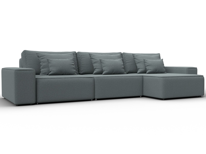 Диван угловой Лига-074 угол универсальный, Рогожка, Амур 07 серый