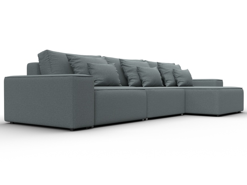 Диван угловой Лига-074 угол универсальный, Рогожка, Амур 07 серый