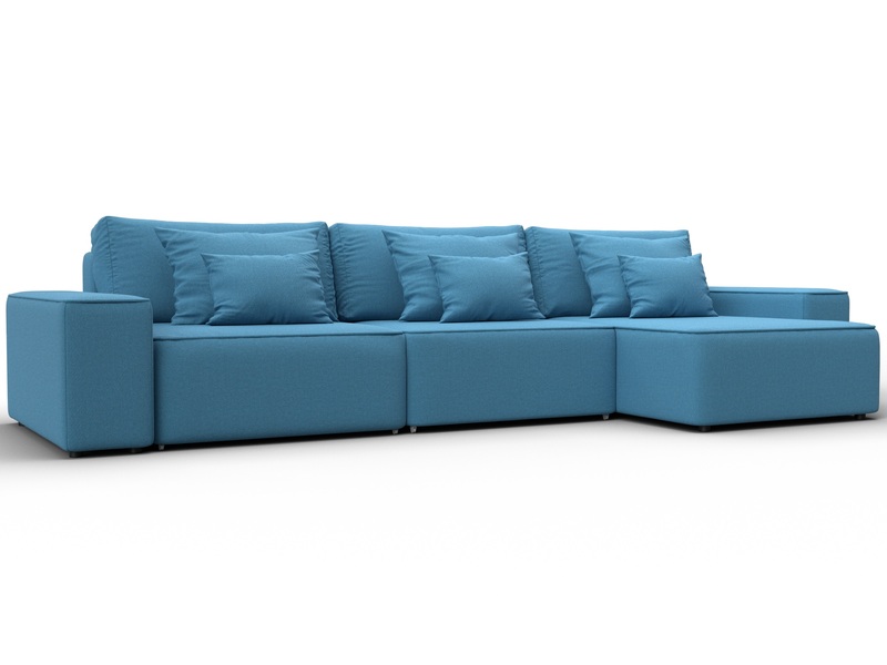 Диван угловой Лига-074 угол универсальный, Рогожка, Амур 10 голубой