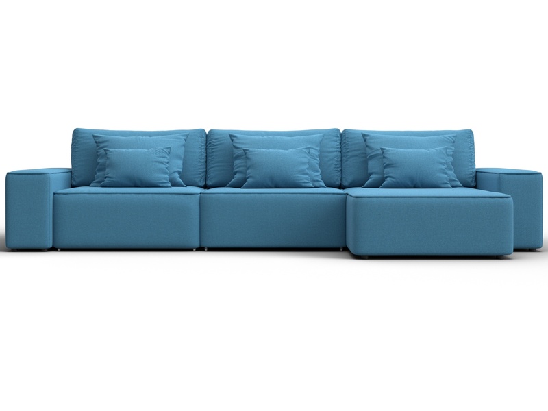 Диван угловой Лига-074 угол универсальный, Рогожка, Амур 10 голубой