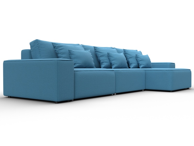 Диван угловой Лига-074 угол универсальный, Рогожка, Амур 10 голубой