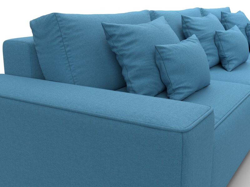 Диван угловой Лига-074 угол универсальный, Рогожка, Амур 10 голубой