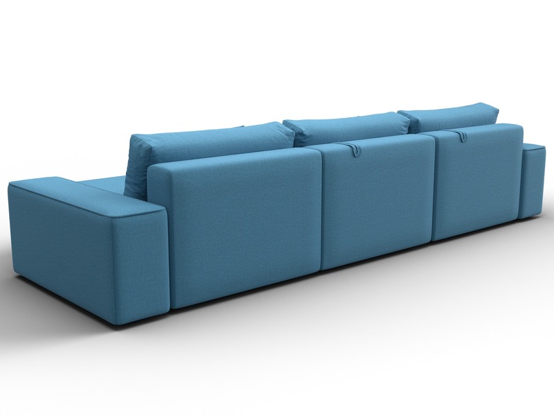 Диван угловой Лига-074 угол универсальный, Рогожка, Амур 10 голубой