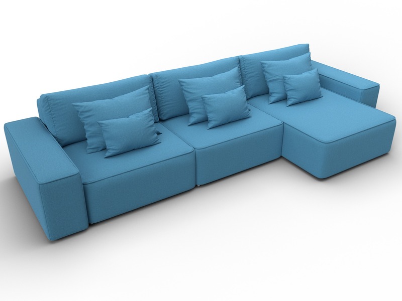 Диван угловой Лига-074 угол универсальный, Рогожка, Амур 10 голубой