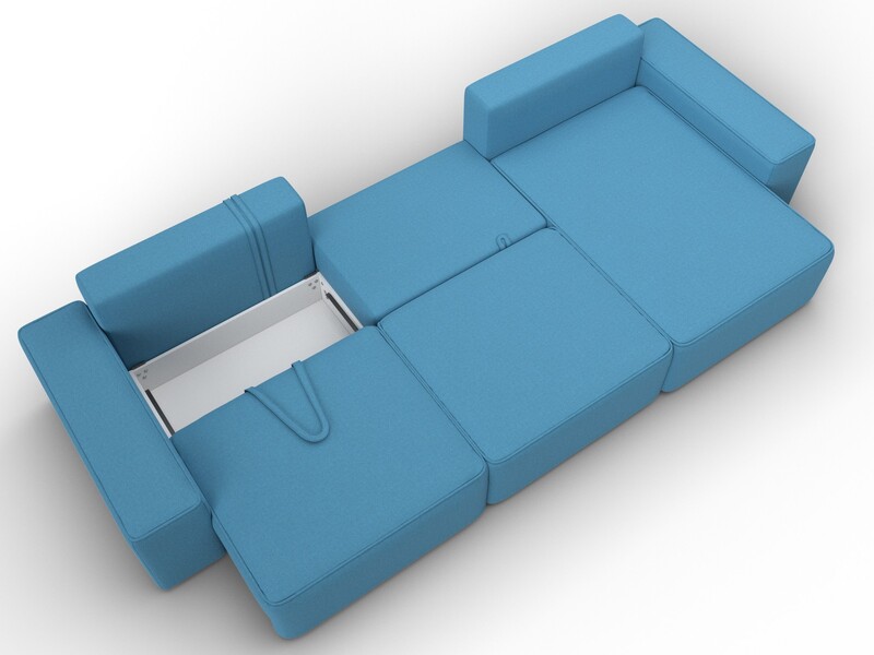 Диван угловой Лига-074 угол универсальный, Рогожка, Амур 10 голубой