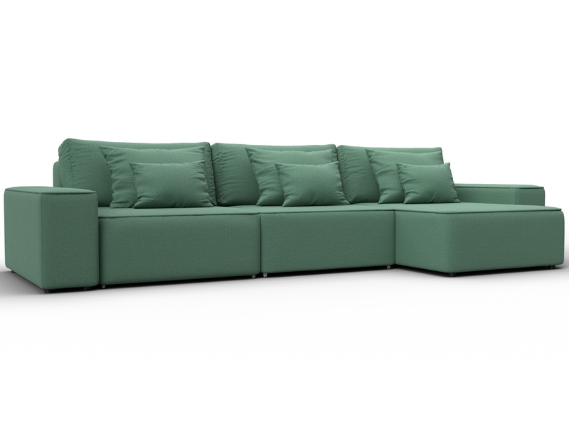 Диван угловой Лига-074 угол универсальный, Рогожка, Амур 11 зеленый