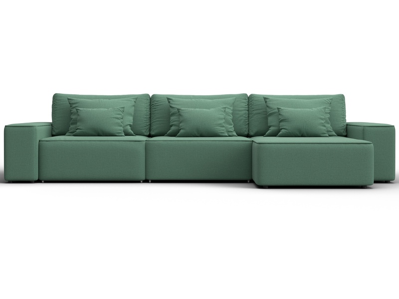 Диван угловой Лига-074 угол универсальный, Рогожка, Амур 11 зеленый