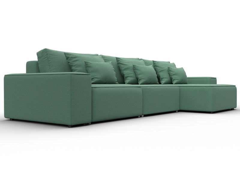 Диван угловой Лига-074 угол универсальный, Рогожка, Амур 11 зеленый