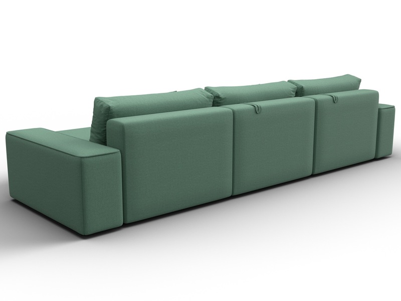 Диван угловой Лига-074 угол универсальный, Рогожка, Амур 11 зеленый