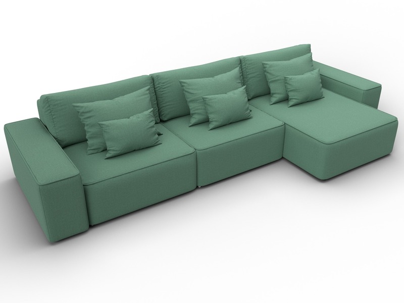 Диван угловой Лига-074 угол универсальный, Рогожка, Амур 11 зеленый