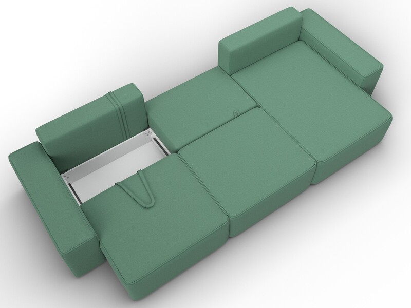 Диван угловой Лига-074 угол универсальный, Рогожка, Амур 11 зеленый