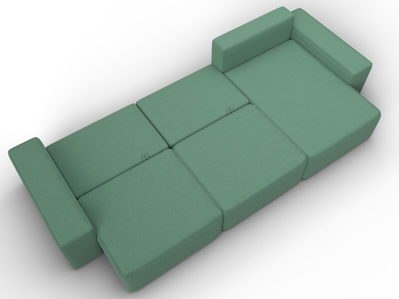 Диван угловой Лига-074 угол универсальный, Рогожка, Амур 11 зеленый