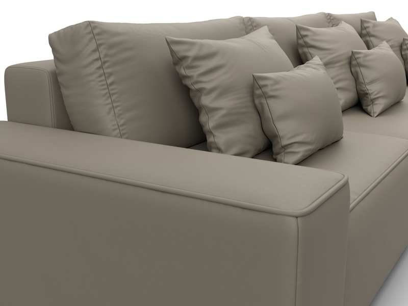 Диван угловой Лига-074 угол универсальный, Экокожа, GRIFON 04 бежевый