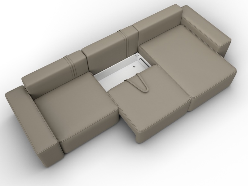 Диван угловой Лига-074 угол универсальный, Экокожа, GRIFON 04 бежевый