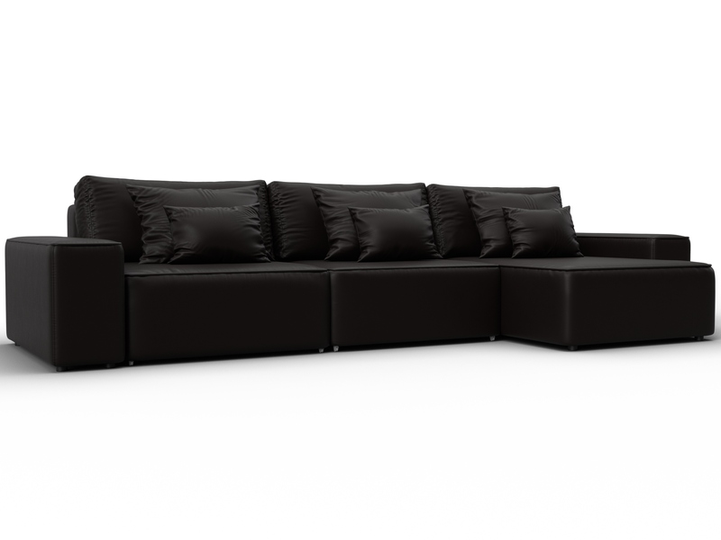 Диван угловой Лига-074 угол универсальный, Экокожа, GRIFON 12 коричневый