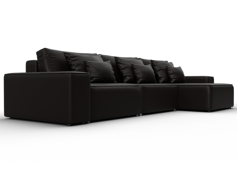 Диван угловой Лига-074 угол универсальный, Экокожа, GRIFON 12 коричневый