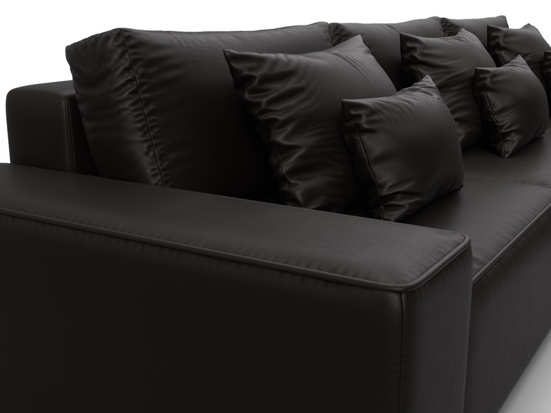 Диван угловой Лига-074 угол универсальный, Экокожа, GRIFON 12 коричневый