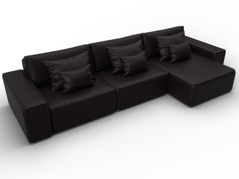 Диван угловой Лига-074 угол универсальный, Экокожа, GRIFON 12 коричневый