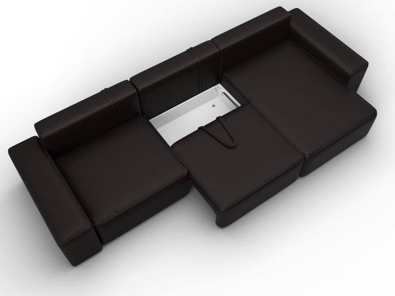 Диван угловой Лига-074 угол универсальный, Экокожа, GRIFON 12 коричневый