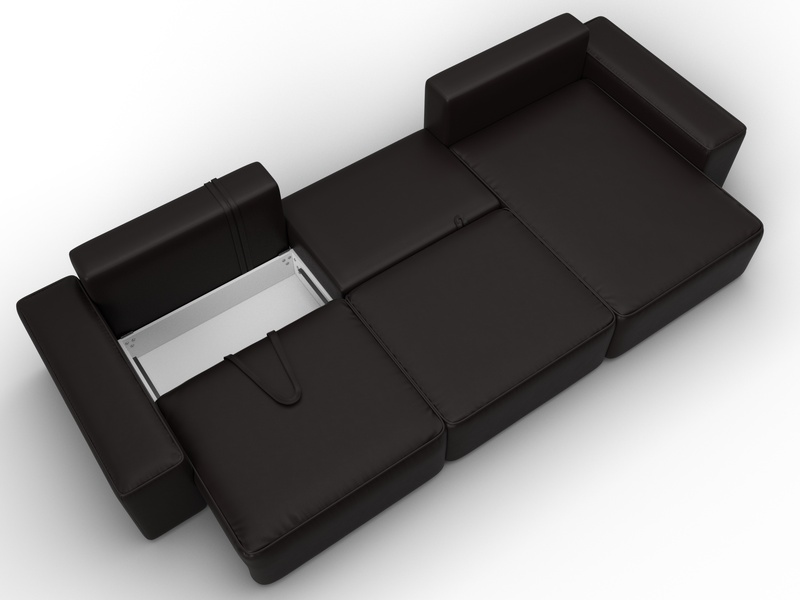 Диван угловой Лига-074 угол универсальный, Экокожа, GRIFON 12 коричневый