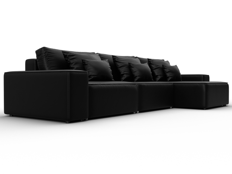 Диван угловой Лига-074 угол универсальный, Экокожа, GRIFON 18 черный