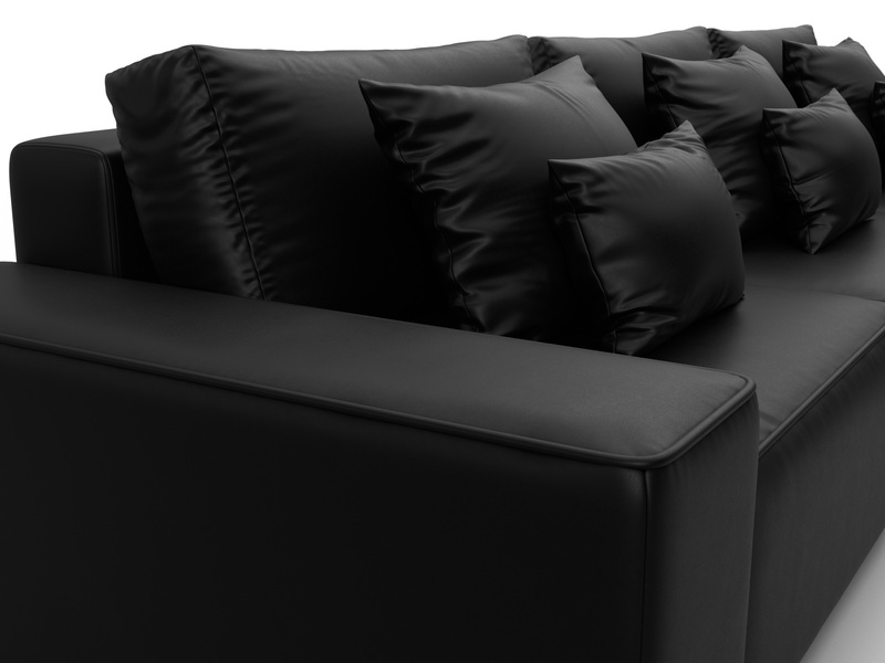 Диван угловой Лига-074 угол универсальный, Экокожа, GRIFON 18 черный