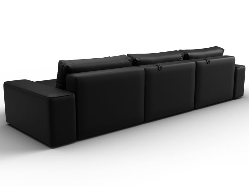 Диван угловой Лига-074 угол универсальный, Экокожа, GRIFON 18 черный