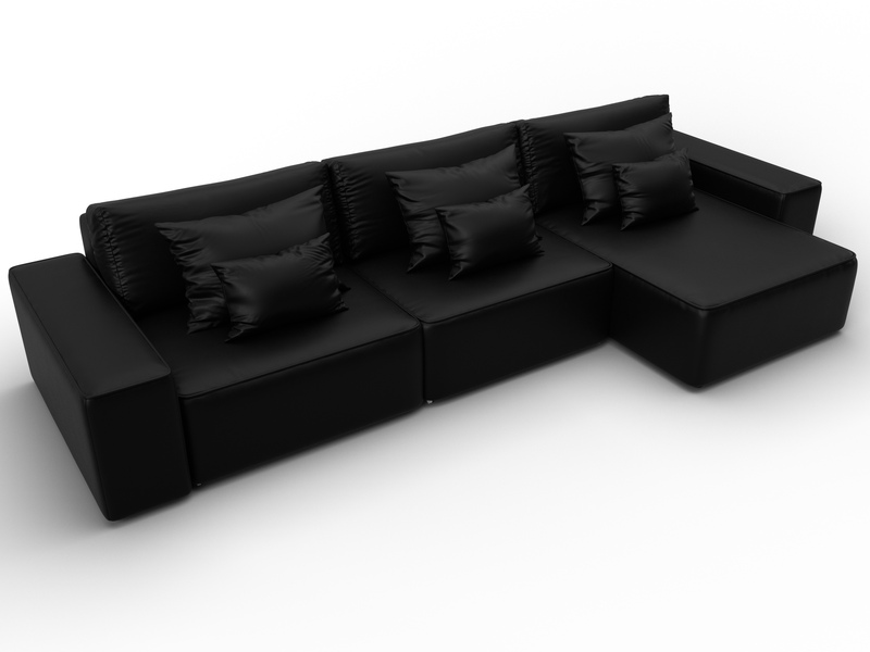 Диван угловой Лига-074 угол универсальный, Экокожа, GRIFON 18 черный