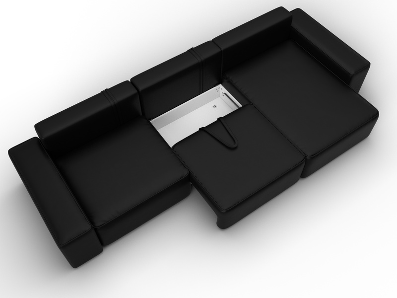 Диван угловой Лига-074 угол универсальный, Экокожа, GRIFON 18 черный