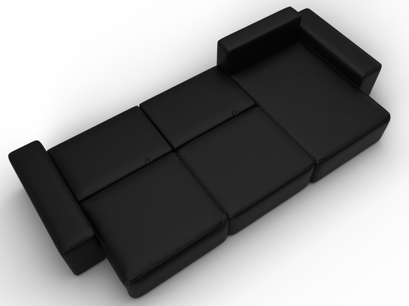 Диван угловой Лига-074 угол универсальный, Экокожа, GRIFON 18 черный