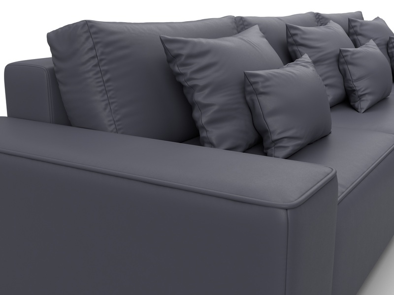 Диван угловой Лига-074 угол универсальный, Экокожа, GRIFON 15 серый