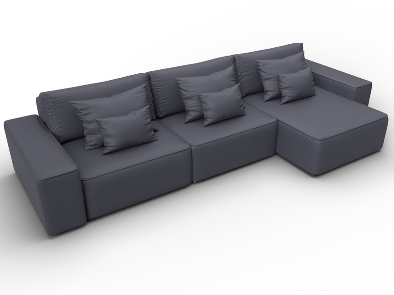 Диван угловой Лига-074 угол универсальный, Экокожа, GRIFON 15 серый