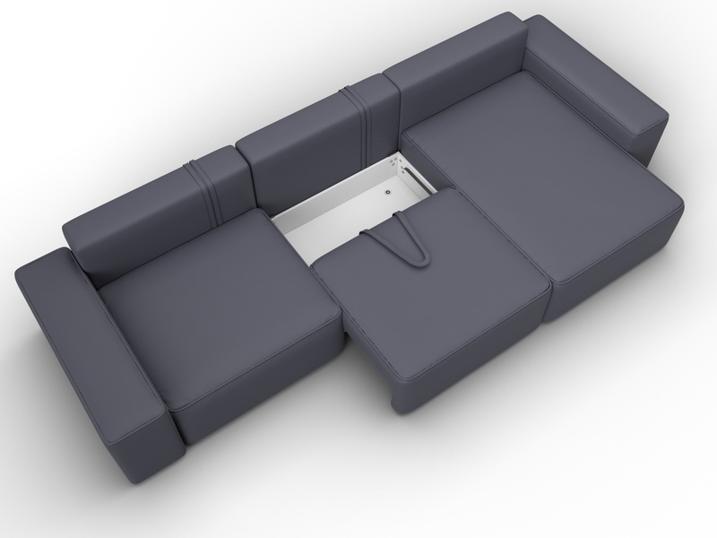 Диван угловой Лига-074 угол универсальный, Экокожа, GRIFON 15 серый