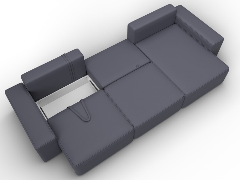 Диван угловой Лига-074 угол универсальный, Экокожа, GRIFON 15 серый