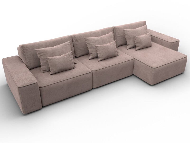 Диван угловой Лига-074 угол универсальный, Велюр, TOWER 05 бежевый