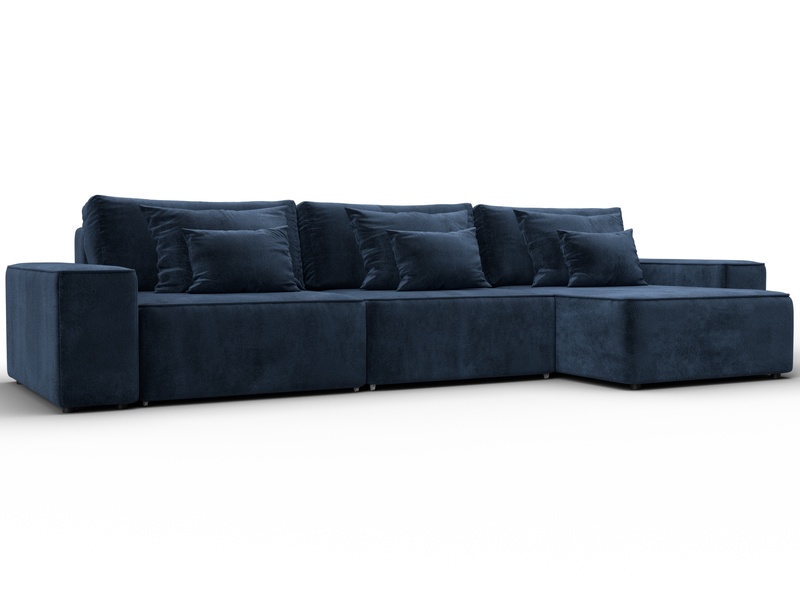 Диван угловой Лига-074 угол универсальный, Велюр, TOWER 13 синий
