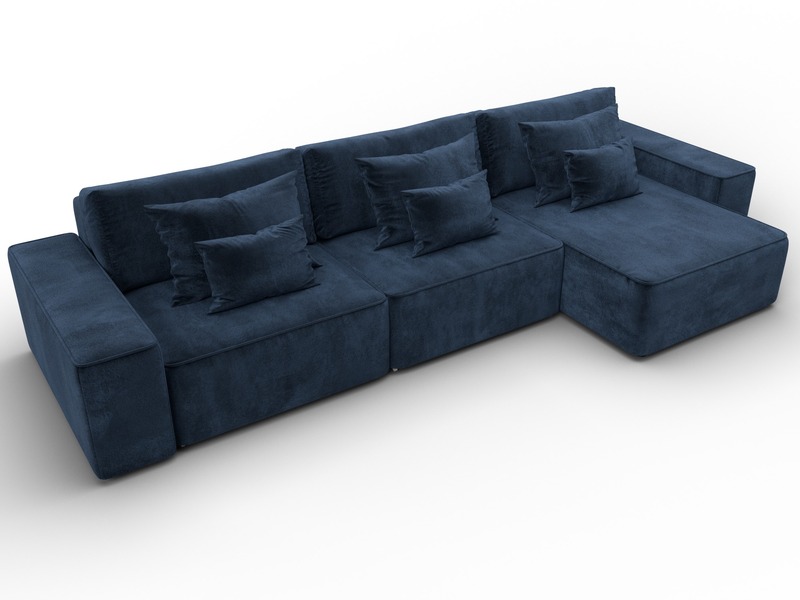Диван угловой Лига-074 угол универсальный, Велюр, TOWER 13 синий