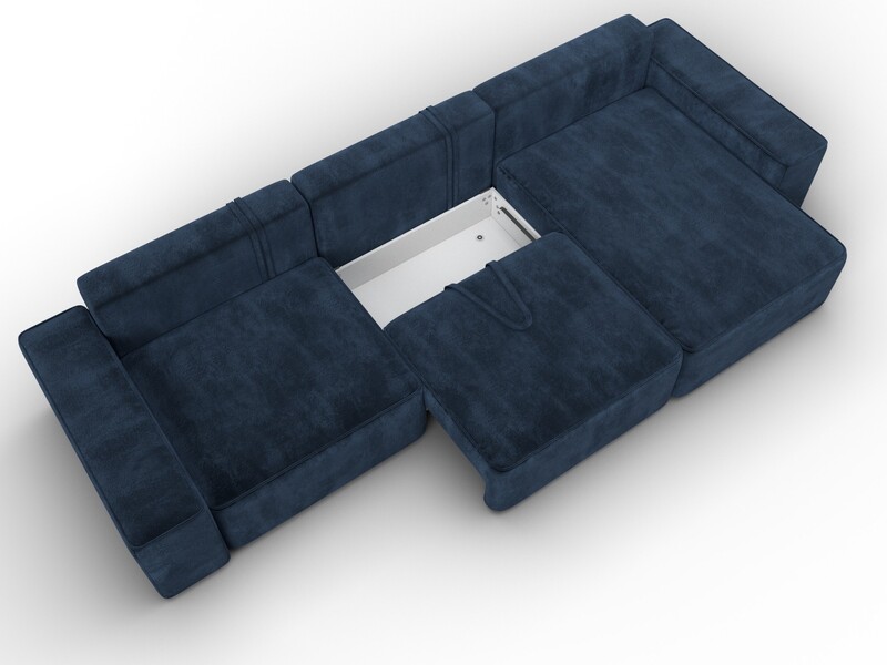 Диван угловой Лига-074 угол универсальный, Велюр, TOWER 13 синий