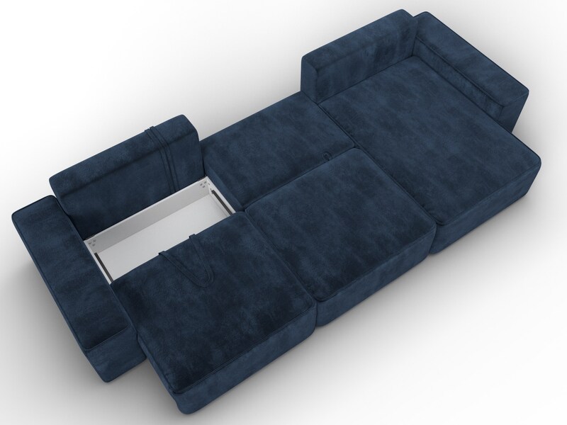 Диван угловой Лига-074 угол универсальный, Велюр, TOWER 13 синий