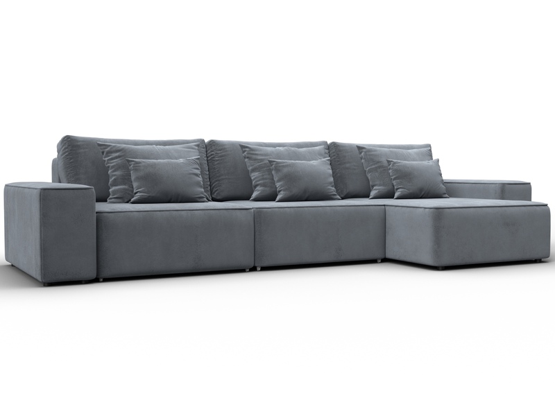 Диван угловой Лига-074 угол универсальный, Велюр, TOWER 10 серый