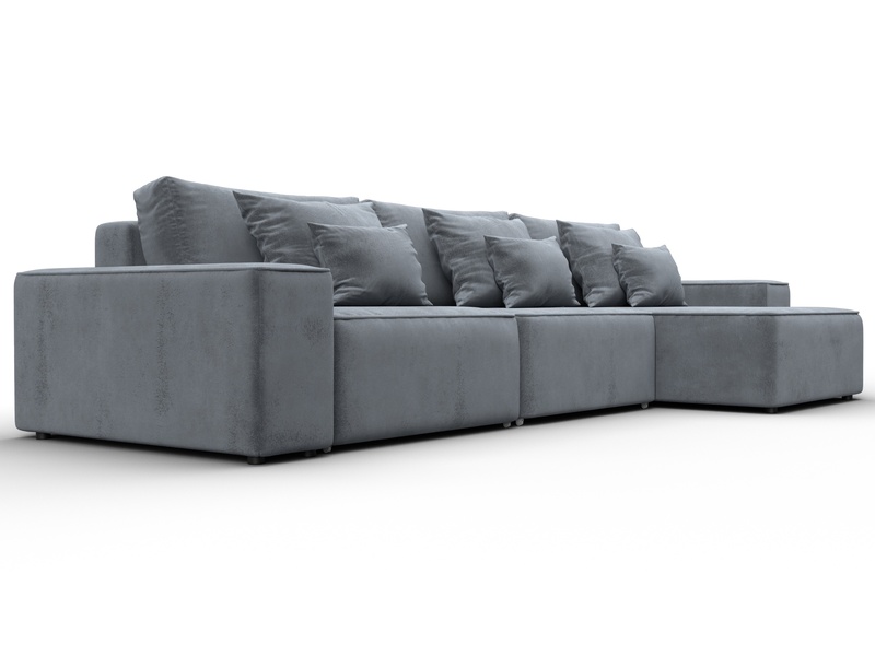 Диван угловой Лига-074 угол универсальный, Велюр, TOWER 10 серый
